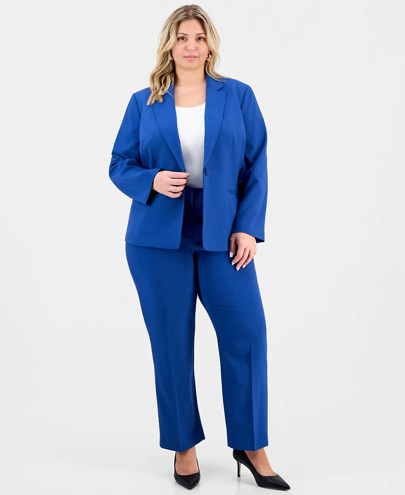 Le Suit Plus Notch-Lapel Mid-Rise Pantsuit