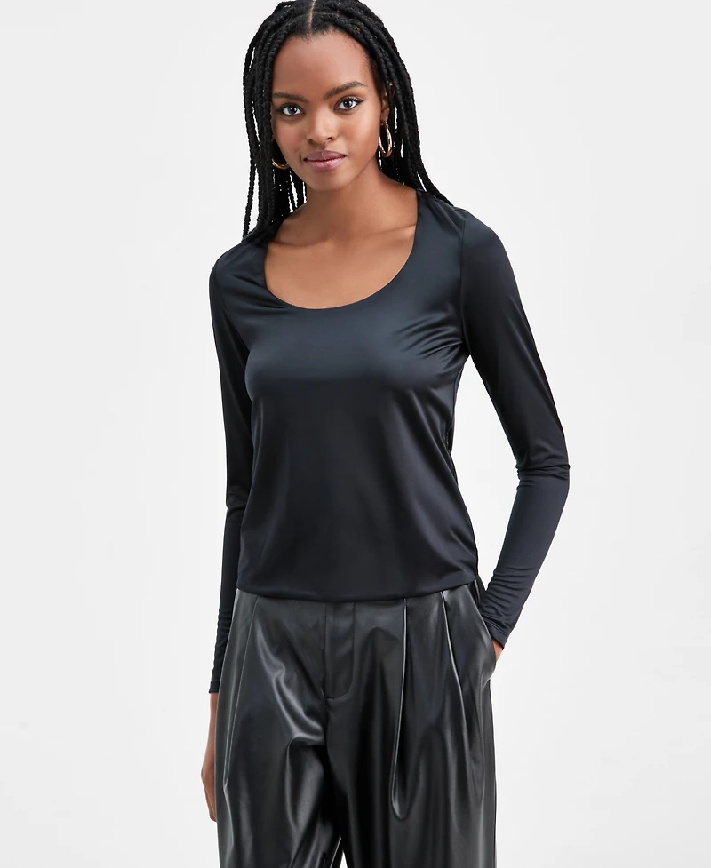 Bar Iii Women's Shine Scoop-Neck Top, Macy's Exclusive