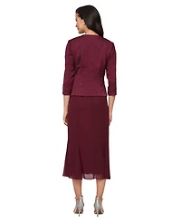 Alex Evenings Women's Jacquard Jacket Dress with Scoop Neck Bodice
