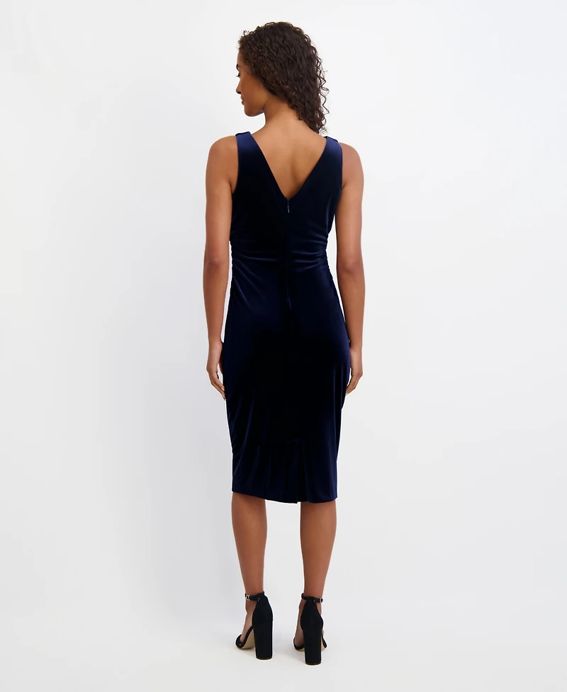 kensie Women's Cowlneck Sleeveless Velvet Dress