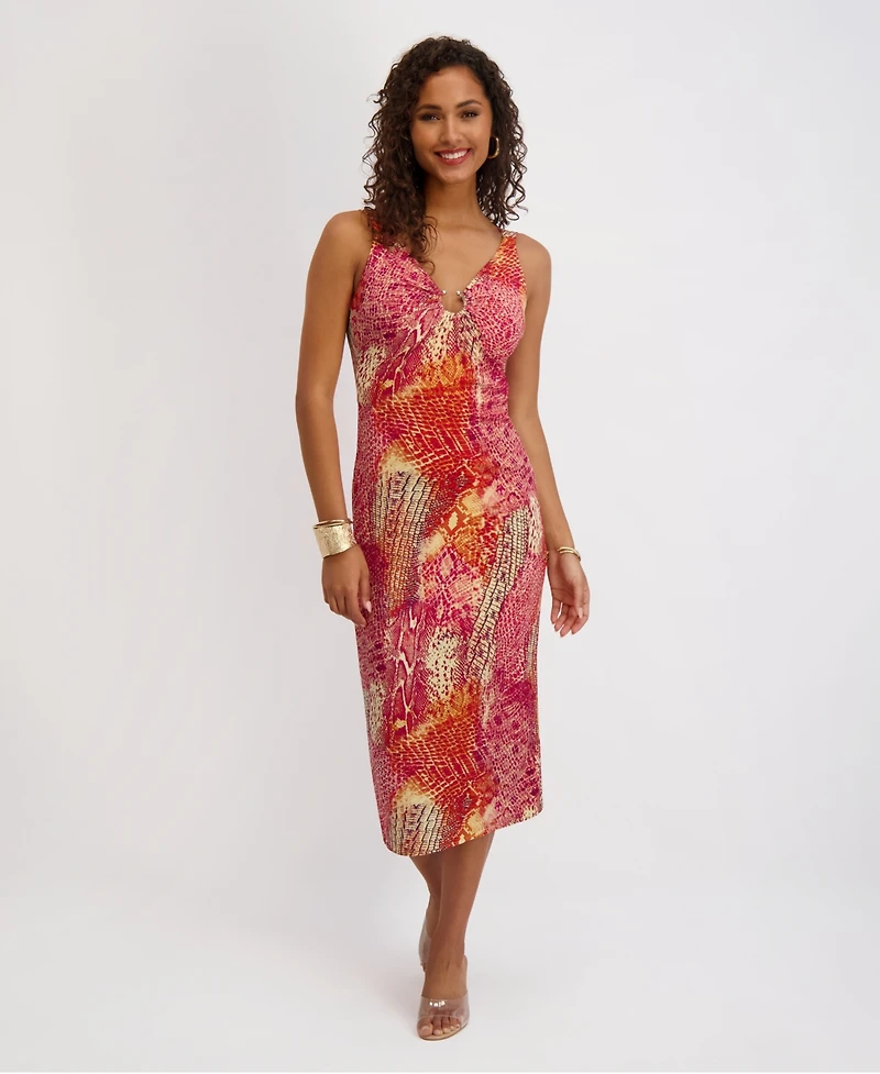 Siena Women's Keyhole Detail Printed Dress