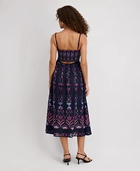 kensie Women's Square Neck Printed Chiffon Dress