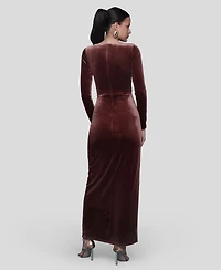 Avec Les Filles Women's Asymmetric Drape Long Sleeves Maxi Dress