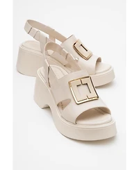 Forever & Always Shoes Lucia Leather Buckle Platform Sandal (Women)