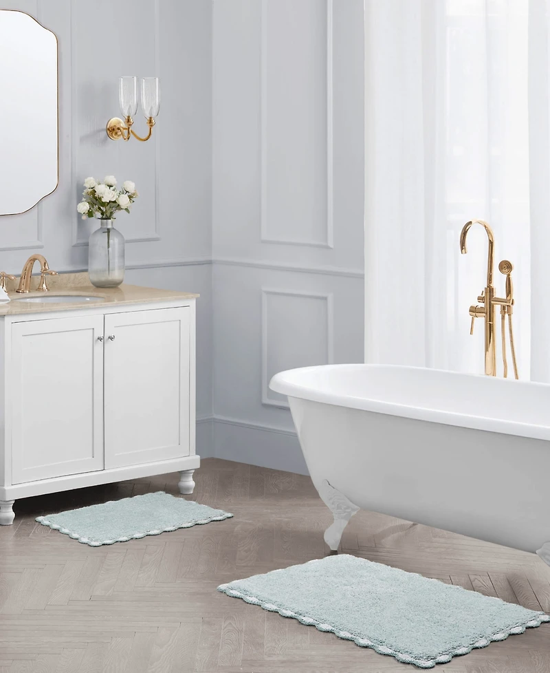 Laura Ashley Heathered Crochet Border Cotton Bath Rug Set