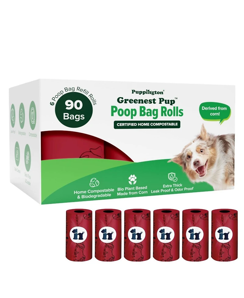 Compo Dog Poop Bags, 90 Bags, Ruby Red