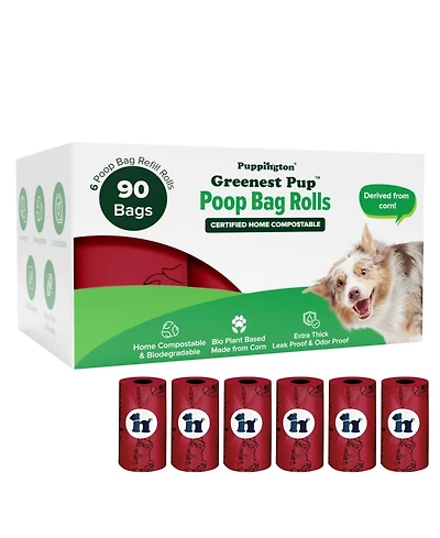 Compo Dog Poop Bags, 90 Bags, Ruby Red