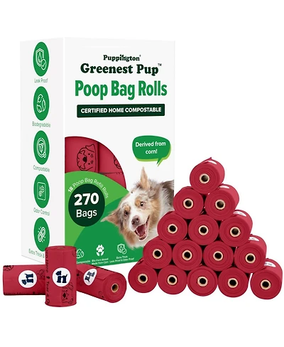 Compo Dog Poop Bags, 270 Bags, Ruby Red