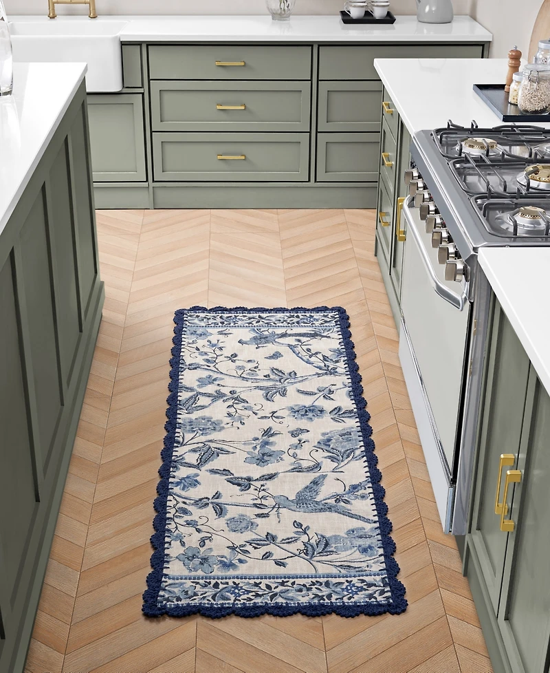 Laura Ashley Crochet Border Cotton Runner Rug