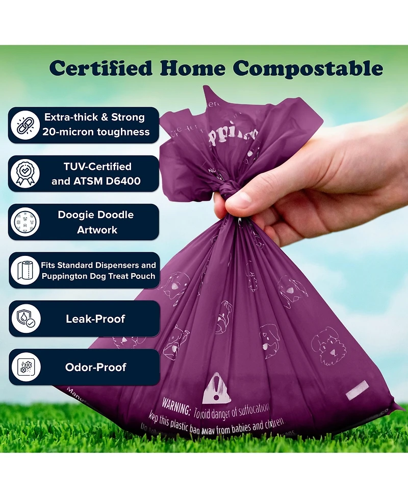 Compo Dog Poop Bags, 270 Bags, Plum Wine