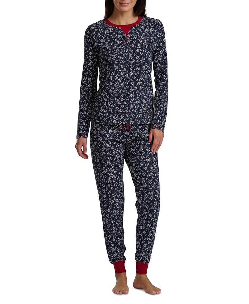 Tommy Hilfiger Women's 2-Pc. Packaged Printed Thermal Pajamas Set