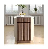 Chic Crate 10 Gal Tilt Out Trash Can Cabinet Woodgrain Wave Textured Pull Out Bin, Walnut Finish Kitchen Organizer