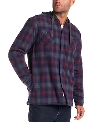 Weatherproof Vintage Men's Sherpa Lined Flannel Hooded Shirt Jacket