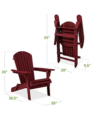Best Choice Products Folding Adirondack Chair Outdoor, Wooden Accent Lounge Furniture w/ 350lb Capacity