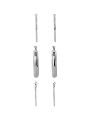 Jessica Simpson 3-Piece Textured Silver-Tone Hoop Earring Set