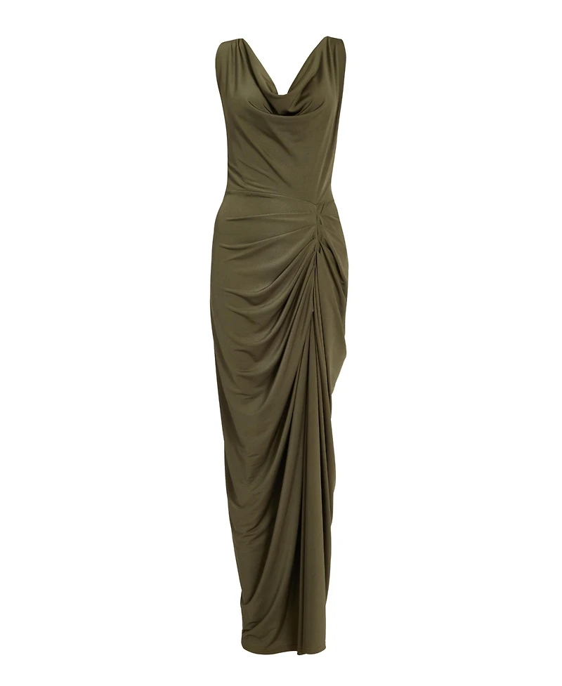 Quiz Women's Disco Cowl Hardware Detail Back Ruched Midi Dress