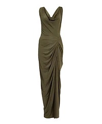 Quiz Women's Disco Cowl Hardware Detail Back Ruched Midi Dress