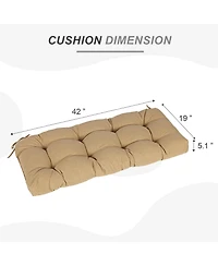 Aoodor 42" x 19.3" 5.1" Outdoor Polyester Tufted Bench Cushion, Water-resistant & Fade-Resistant, Cushion for Love Seat