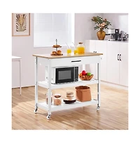 36” H 3-Layer Rolling Kitchen Island Cart on Wheels White
