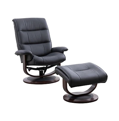 Parker Living Knight - Black Manual Reclining Swivel Chair and Ottoman