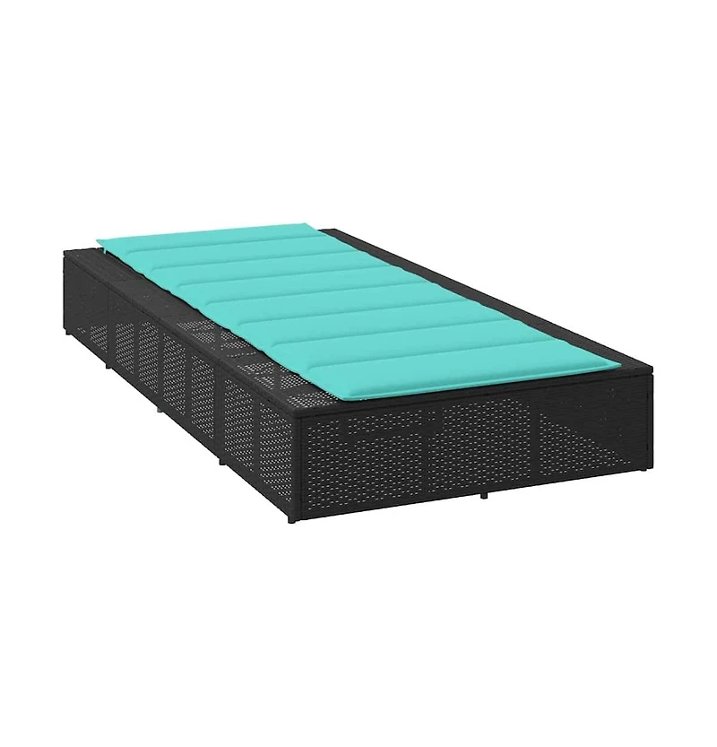 Patio Sunbed Black Pe Rattan Large Height-Adjustable