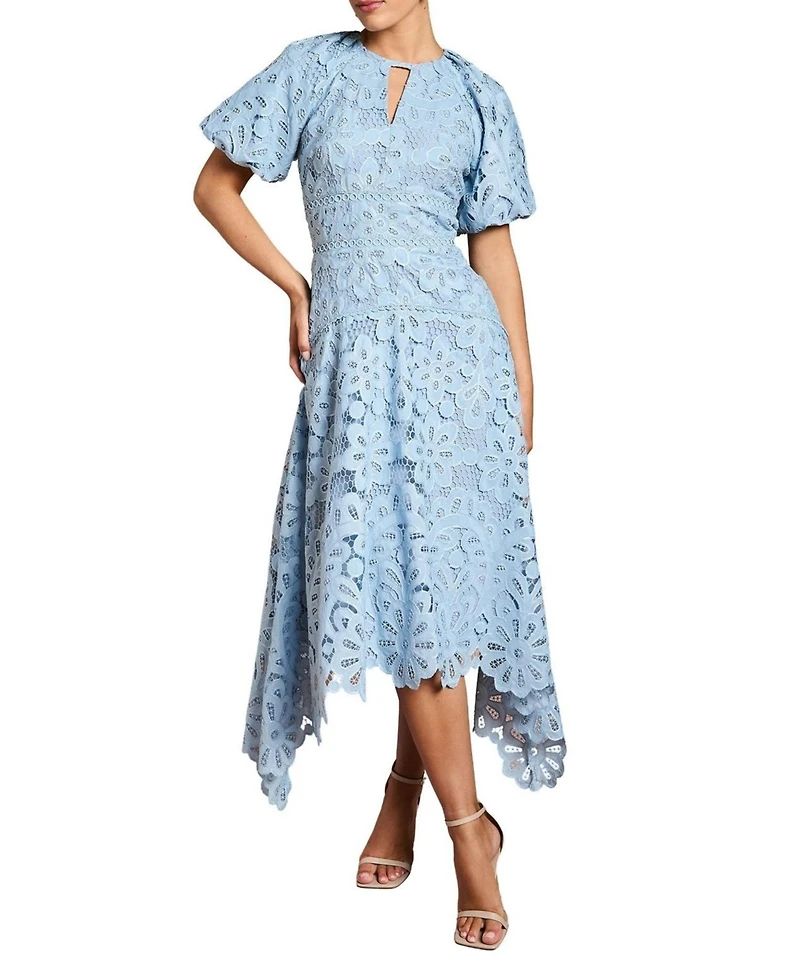 Coast Women's Lace Hanky Hem Puff Sleeve Dress
