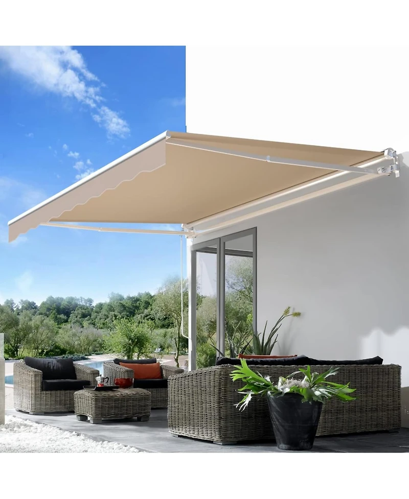 Aecojoy 8.2'x6.5' Manual Retractable Awning Sun Shade, Patio Canopy
