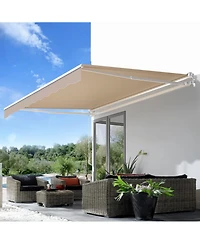 Aecojoy 8.2'x6.5' Manual Retractable Awning Sun Shade, Patio Canopy