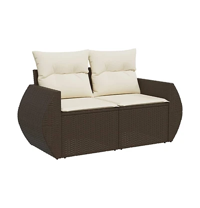 Garden Sofa Brown, Cream White