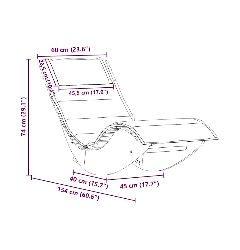 Sun Lounger Cream, Acacia Wood Grain
