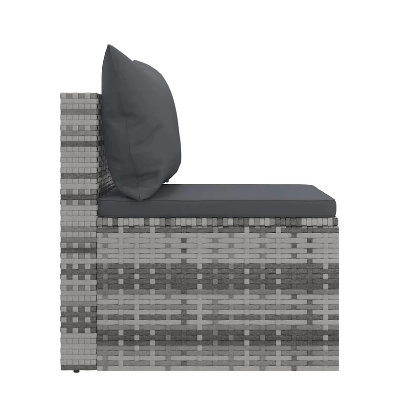 Garden Middle Sofa Grey Pe rattan, powder-coated steel Medium