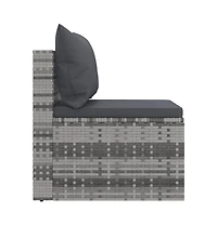 Garden Middle Sofa Grey Pe rattan, powder-coated steel Medium