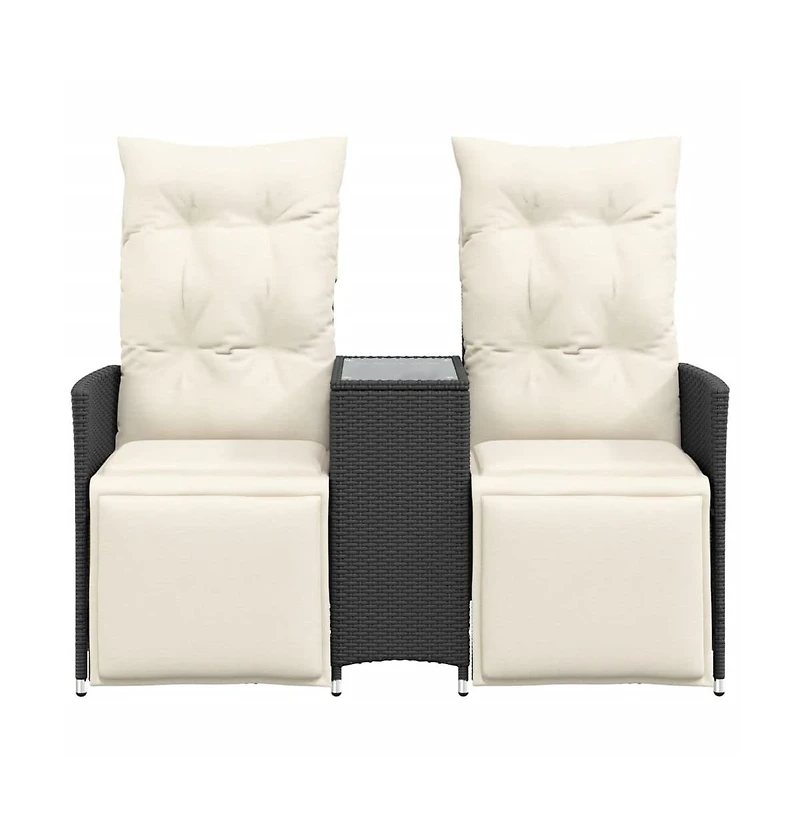 Reclining Garden Sofa Black, Cream White