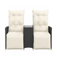 Reclining Garden Sofa Black, Cream White
