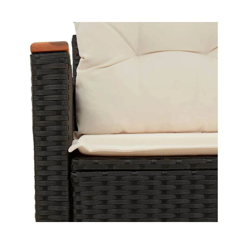 Garden Sofa Black Pe Rattan 2-Seater Adjustable Armrests