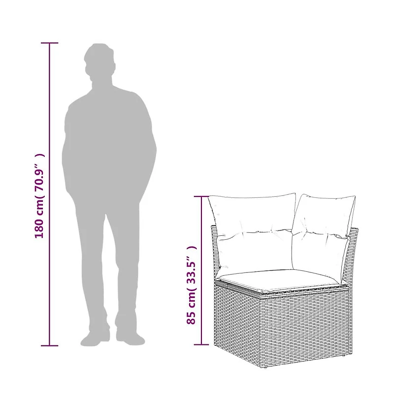 Garden Sofa Grey Pe rattan Single Modular Garden Sofa Square