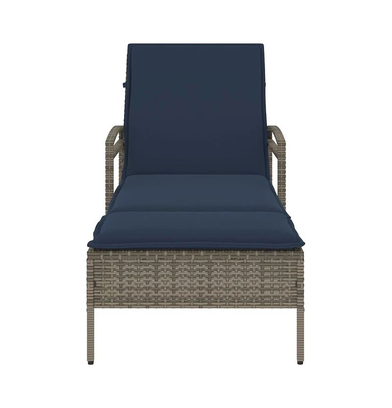 Sun Lounger with Cushion Grey 24.8 x 78.7 x 31.9" Poly Rattan (Us only)