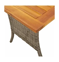 Patio Sofa 3-Seater with Cushions&Table Gray Poly Rattan