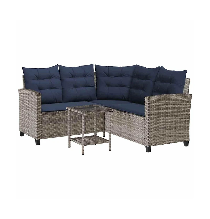 Garden Sofa Grey Pe rattan Medium Adjustable Feet