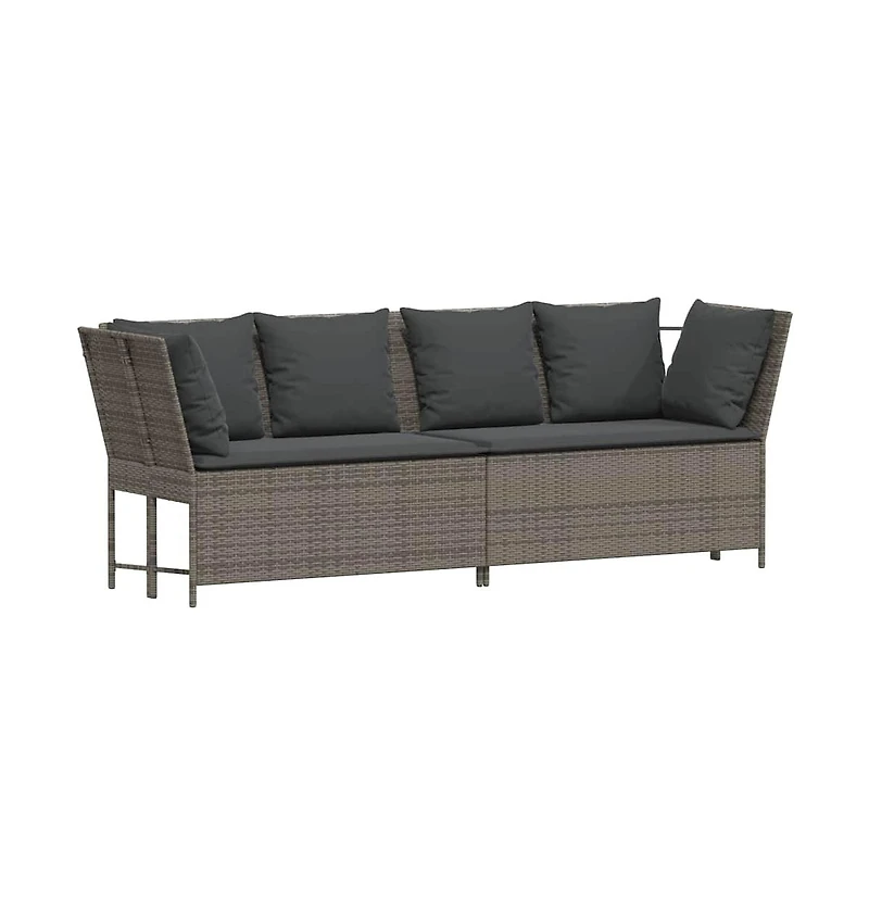 Garden Sofa Grey Pe rattan, powder-coated steel, polyester