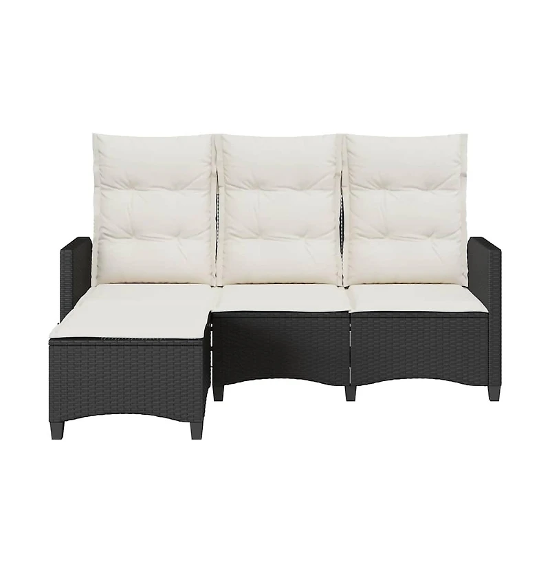 Reclining Garden Sofa Black Pe Rattan