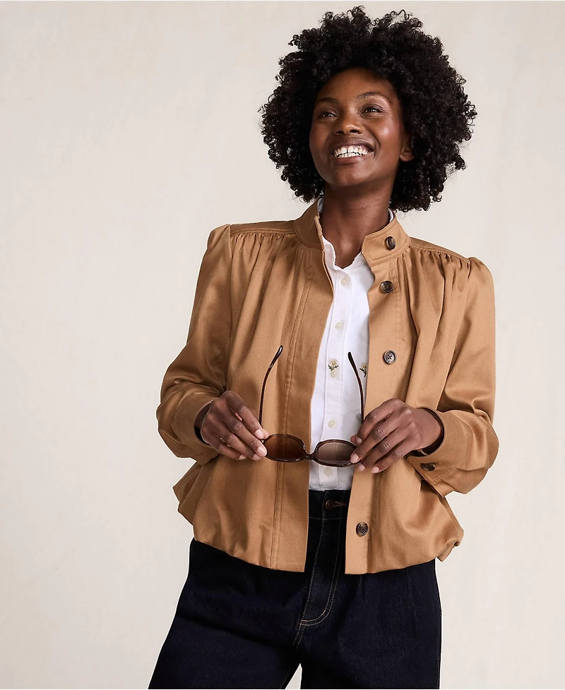 Lands' End Women's Drapey Twill Bubble Hem Jacket