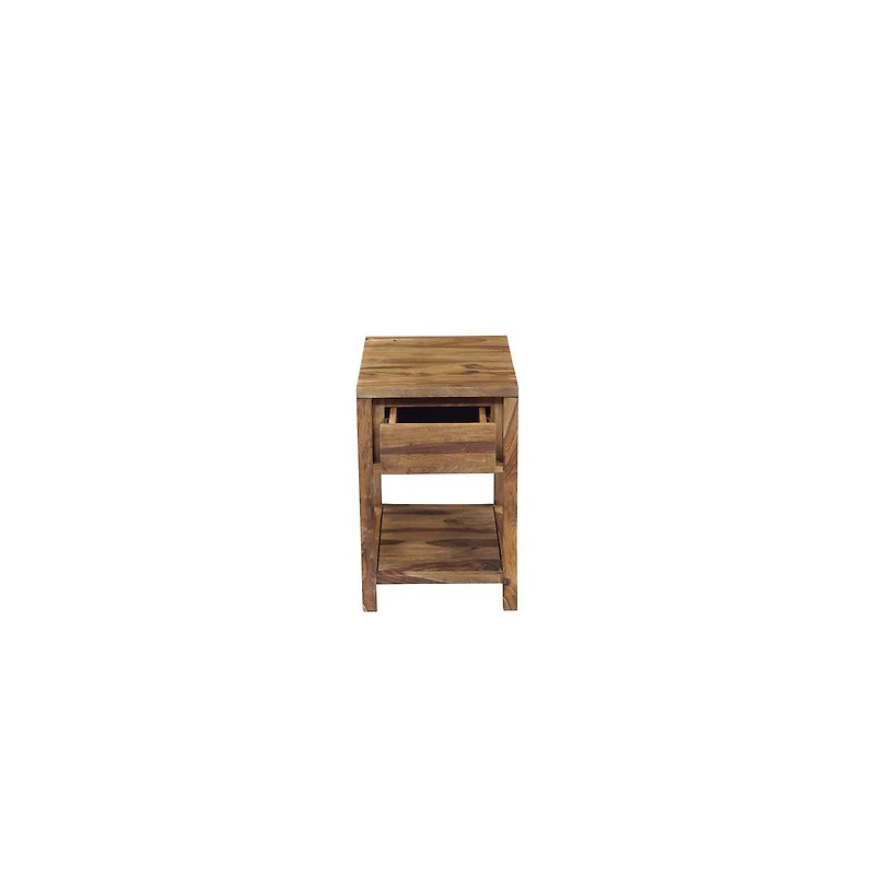 Porter Designs Urban Solid Sheesham Wood End Table, Natural