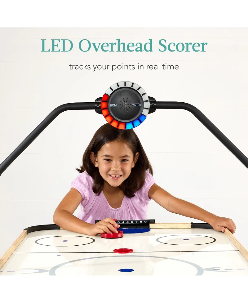 Best Choice Products 54in Air Hockey Game Table w/ Led Lights, Scoreboard, Powerful Motor