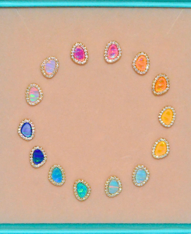 Kamaria Pebble Stud Earrings With Lab-Grown Opal Sterling Silver