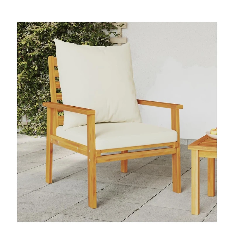 Sofa Chair Cream White Solid Acacia wood, 100% polyester Medium