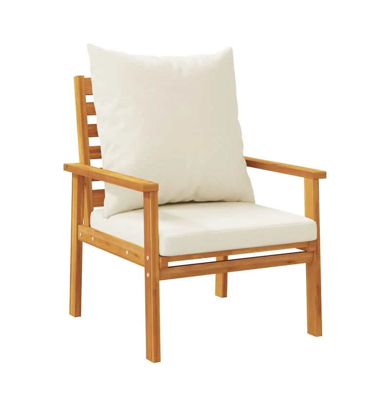 Sofa Chair Cream White Solid Acacia wood, 100% polyester Medium