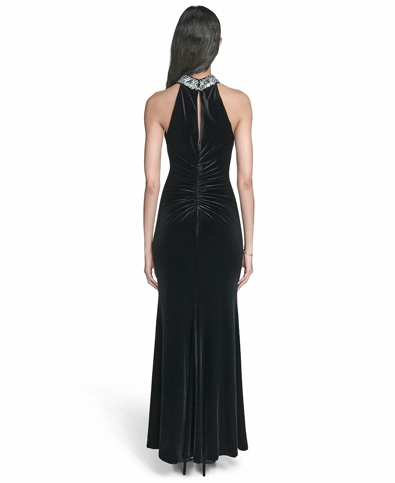 Eliza J Women's Embellished Halter Neck Gown