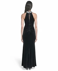 Eliza J Women's Embellished Halter Neck Gown