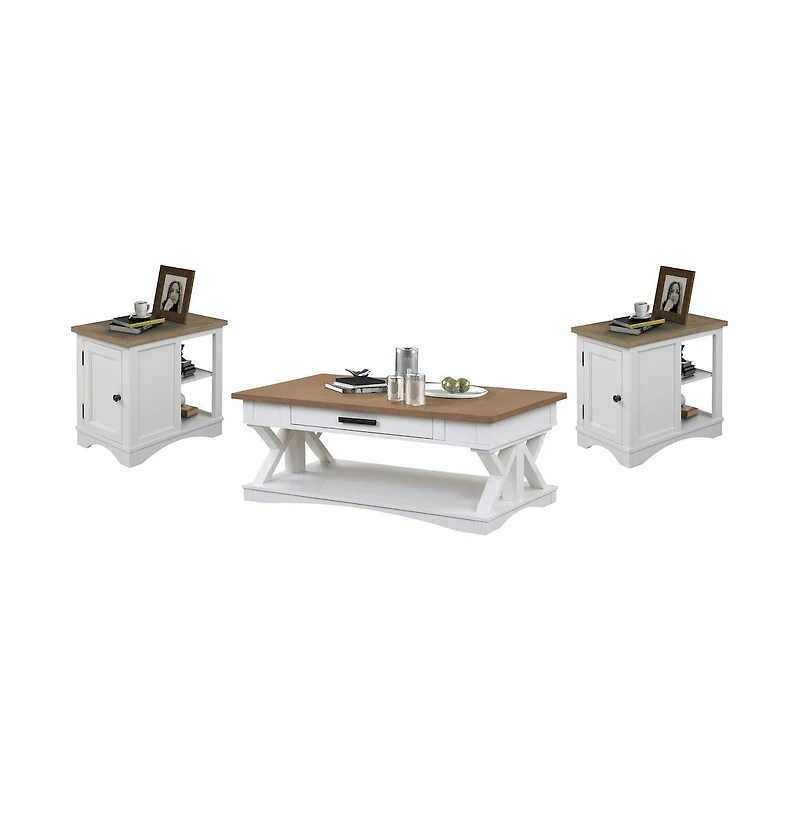 Parker House Furniture Americana Modern - Cotton Cocktail Table with 2 Chairside Tables